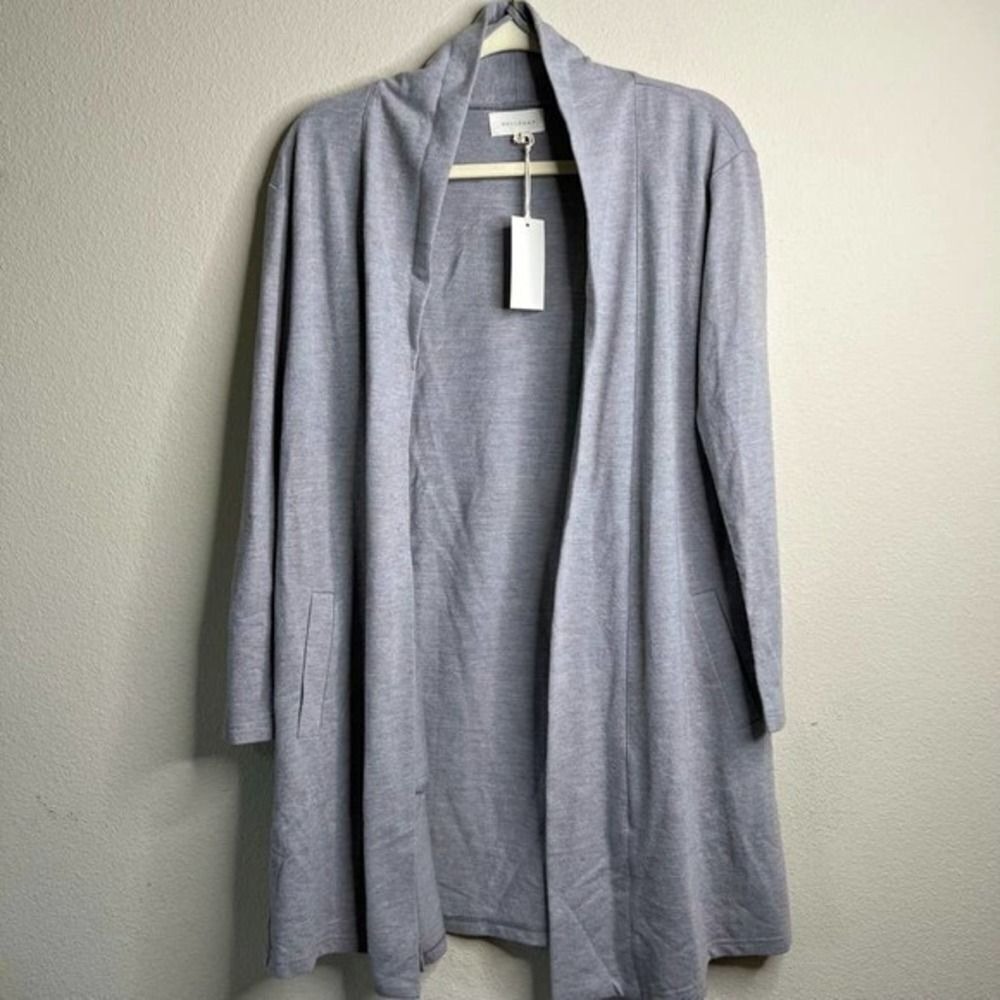 Melloday Womens Gray Open Front Longline Cardigan Jacket Pockets CEJ191763-RM S